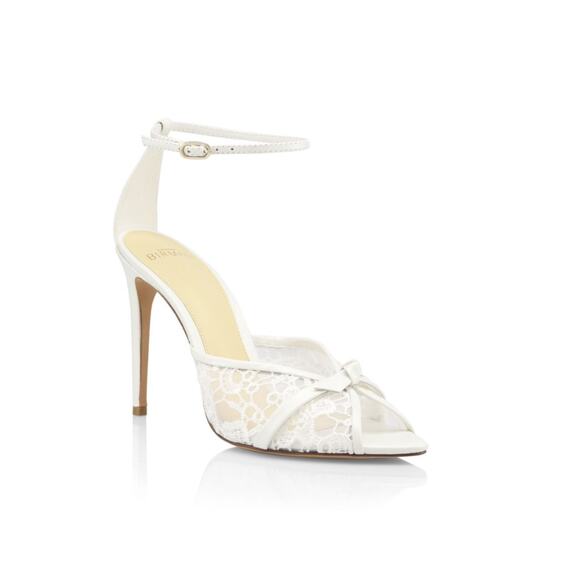 Alexandre Birman Clarita Slim Bridal White Lace Ankle Strap Heels Sandals 41 - Picture 1 of 8